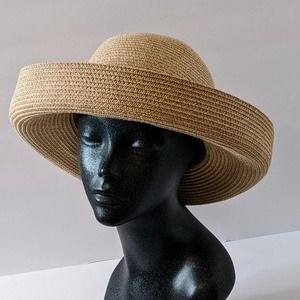 Talbots Straw Upturned Kettle Brim Travel Vacation Beach Hat